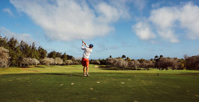 a golfer playing a golf game